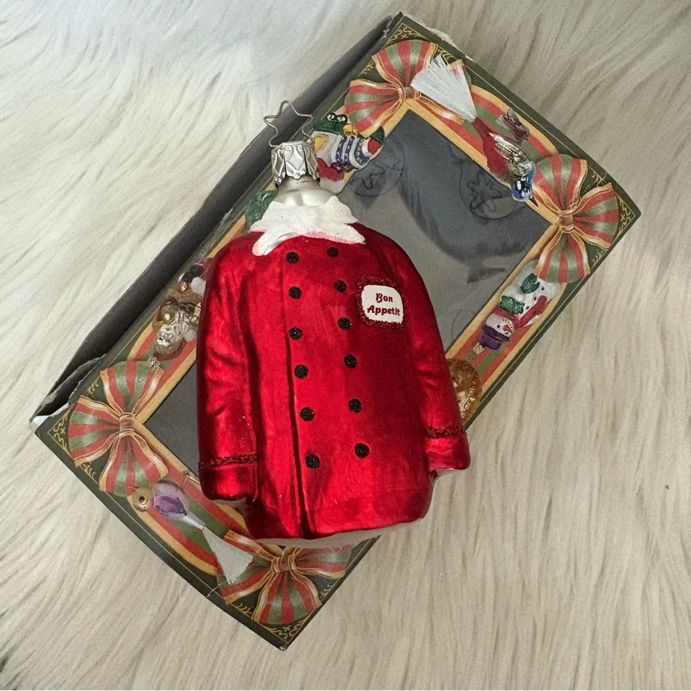 Inge-Glass Red Bon Apetit Chef’s Coat Glass Ornament